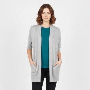 Theory Gray Open Front Short Sleeve Light Weight Sweater S